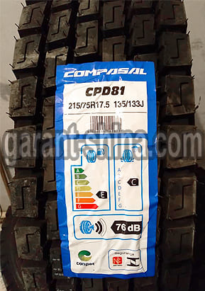 Compasal CPD81 (приводная) 215/75 R17.5 135/133J 16PR - Фото протектора с этикеткой детально
